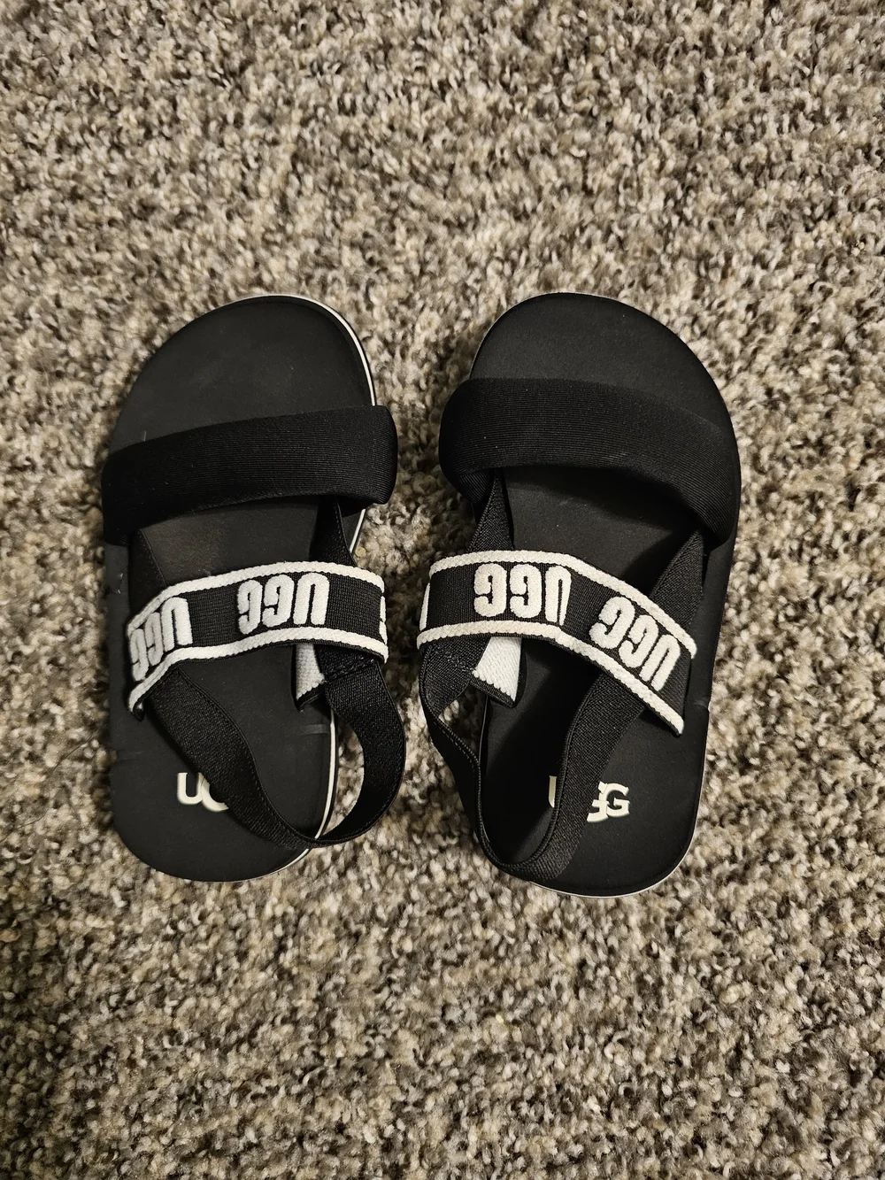 UGG Kids' Black Logo Strap Sandals